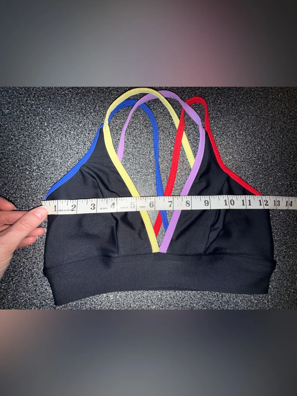 Five Dancewear Black Bra Top Black/Multicolor Straps Size Adult Small